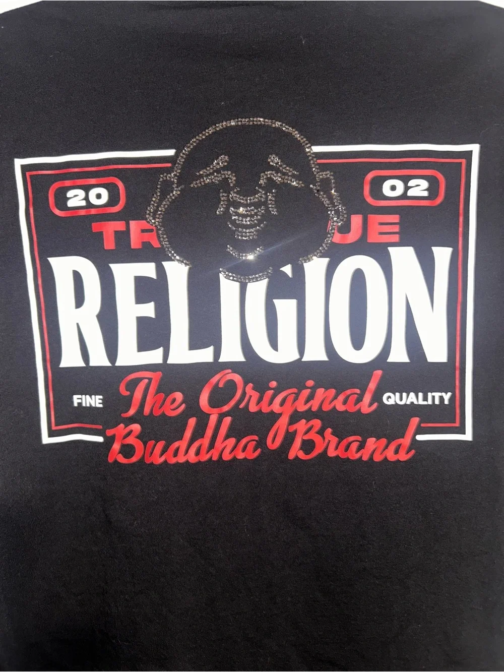 True Religion Black Short-Sleeve Tee with Rhinestone Horseshoe